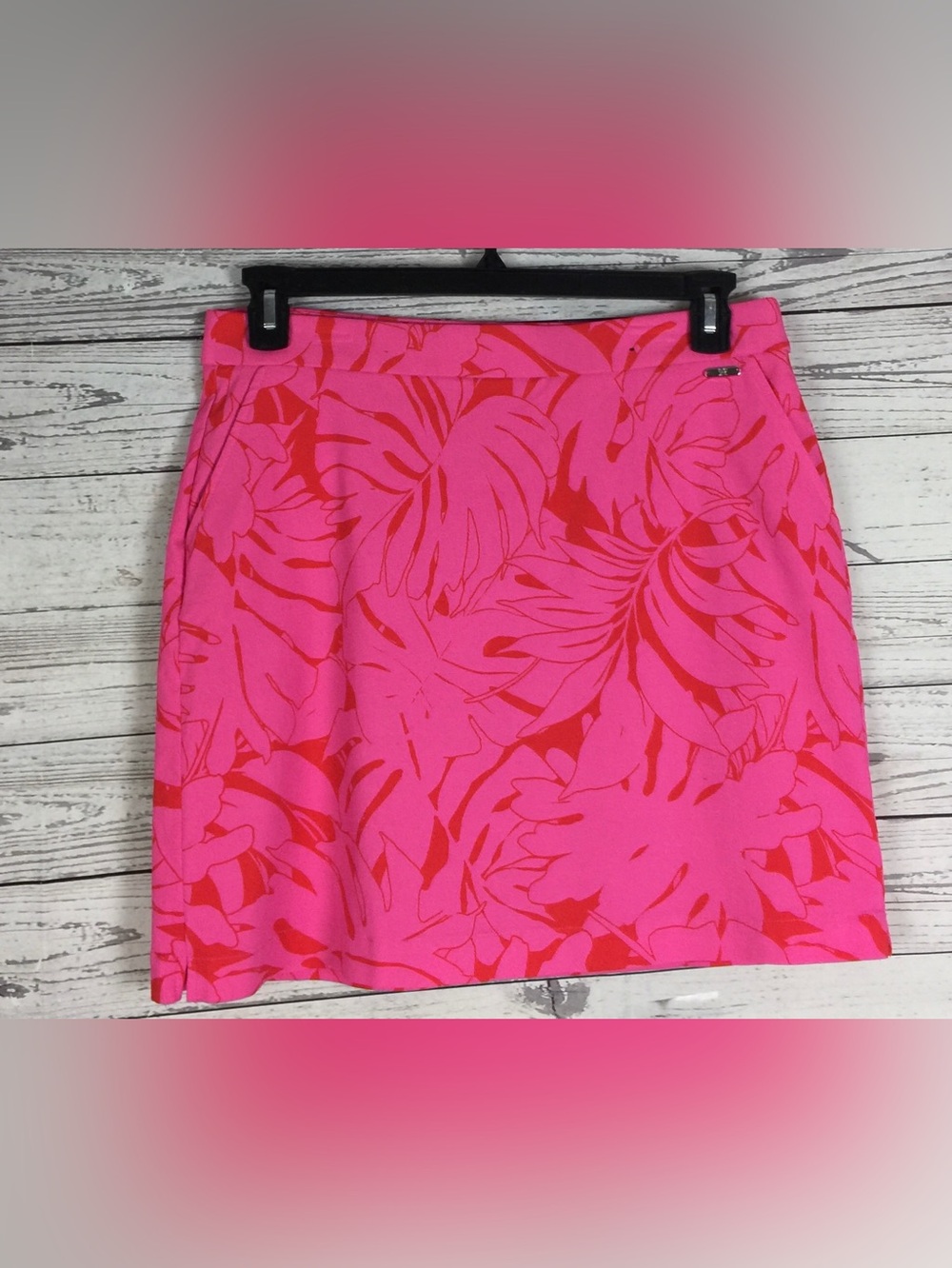 Rafaella Skort Womens Size L Pink Floral Elastic Comfort Waist Stretch Skirt
